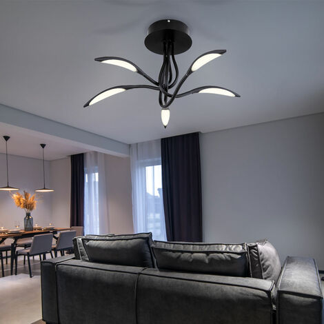 Lampada A Sospensione Per Soffitto In Metallo Nero – Design Industriale Con Catena E Fiore Decorativo, Attacco E27, Cavo 1m - 2