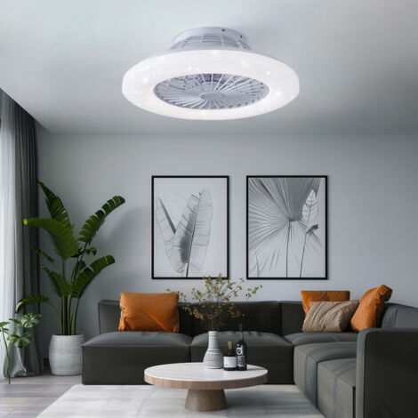 Lampadario Con Ventilatore A Soffitto Moderno 65cm - Luci LED Dimmerabili, Telecomando E APP, 6 Velocità, Motore Silenzioso Reversibile (Bianco)