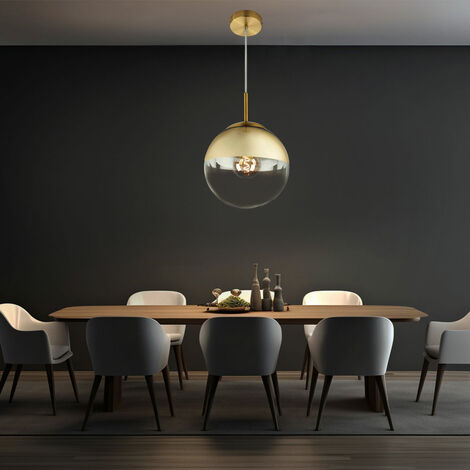 Lampada a sospensione a LED con sfera di vetro luce a sospensione oro trasparente lampada da tavolo lampada da soggiorno lampada a sospensione, 7W 806lm bianco caldo, diametro x altezza 20 x 120 cm (1/5)