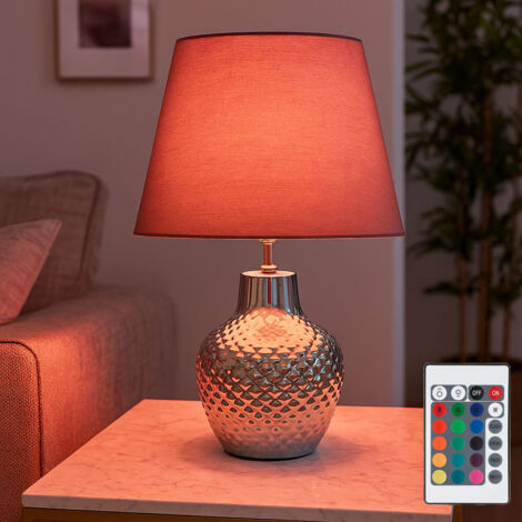 Lampada Da Tavolo In Cristallo E Tessuto Bianco, Stile Americano, Con Portalampada E27, Per Soggiorno E Camera Da Letto