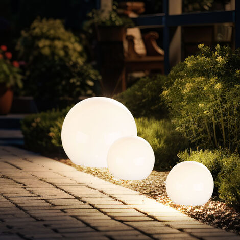 Sfera luminosa solare da giardino, lampada solare a LED, decorazione da giardino, sfera solare per esterni, con picchetto, tempo di illuminazione circa 6-8 ore, bianco caldo, D 10/15 cm, set da 3