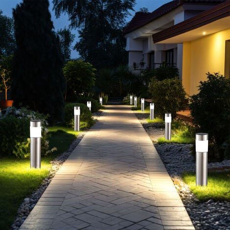 Lampada solare a LED con picchetto da terra, lampada da terra, lampada da giardino, lampada da terra, acciaio inossidabile, 1x 0,06 W ciascuna, P x A 6,3 x 28 cm (incl. picchetto), set da 12