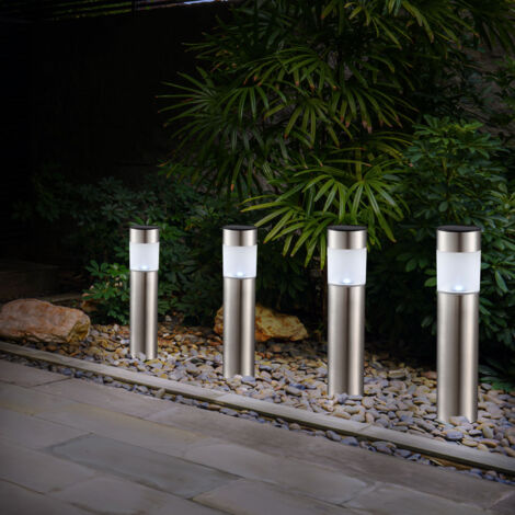 Lampada solare a LED con picchetto da terra, lampada da terra, lampada da giardino, lampada da terra, acciaio inossidabile, 1x 0,06 W ciascuna, P x A 6,3 x 28 cm (incl. picchetto), set da 12
