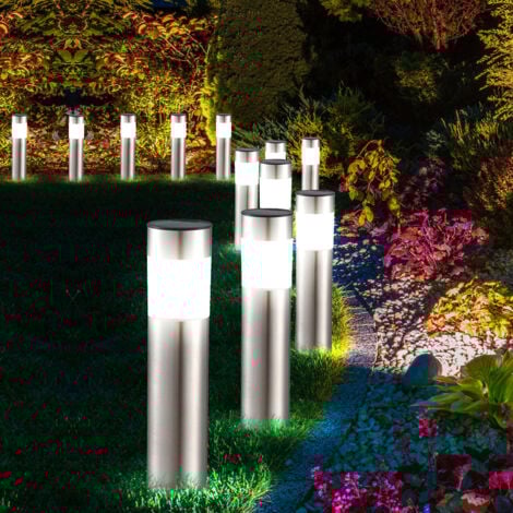 Lampada solare a LED con picchetto da terra, lampada da terra, lampada da giardino, lampada da terra, acciaio inossidabile, 1x 0,06 W ciascuna, P x A 6,3 x 28 cm (incl. picchetto), set da 12