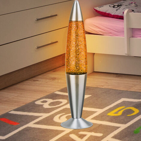 Lampada LED Lava Glitter Rilassante, Comodino Magma Moderna - Base Argento, Design Retrò Vintage, Lampadina Inclusa 40 Cm (Blu - Foto 7