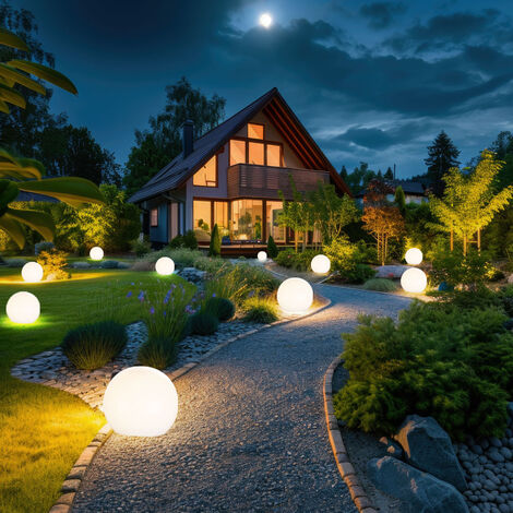 Lampada Solare da Giardino Esterna LED Sfera Vetro Acciaio Inox a Spiedo 4er Set 4036812319142