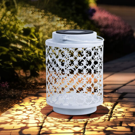 Lampade solari per esterno decorazione giardino lanterna lampada orientale lanterne solari per esterno metallo bianco, orientale, LED, PxH 13x18 cm, set da 2