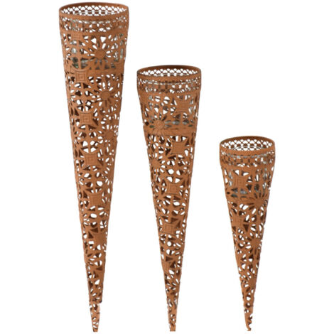 Lanterna decorativa da giardino portacandele con picchetto da terra portacandele da giardino per esterni in acciaio, incluso portacandela, altezze 29 - 41 - 51,5 cm, set da 3 (1/5)