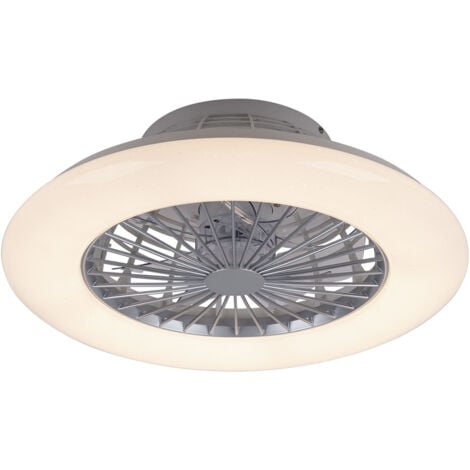 Plafoniera CCT ventilatore da soffitto a 3 velocità ventilatore da camera cielo stellato lampada da soggiorno telecomando, acciaio bianco, 1x LED 1700Lm 3000-6500K, D 50 cm