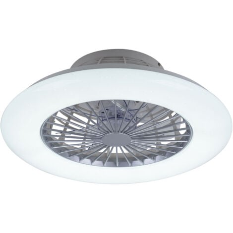 Plafoniera CCT ventilatore da soffitto a 3 velocità ventilatore da camera cielo stellato lampada da soggiorno telecomando, acciaio bianco, 1x LED 1700Lm 3000-6500K, D 50 cm