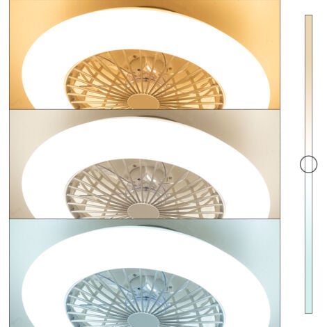 Plafoniera CCT ventilatore da soffitto a 3 velocità ventilatore da camera cielo stellato lampada da soggiorno telecomando, acciaio bianco, 1x LED 1700Lm 3000-6500K, D 50 cm