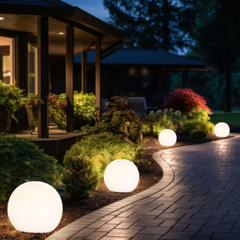 Sfera luminosa solare da giardino, lampada solare da 10 cm, decorazione da giardino a LED, sfera solare per esterni, piccola, tempo di illuminazione circa 6-8 ore, H 38 cm, set da 4