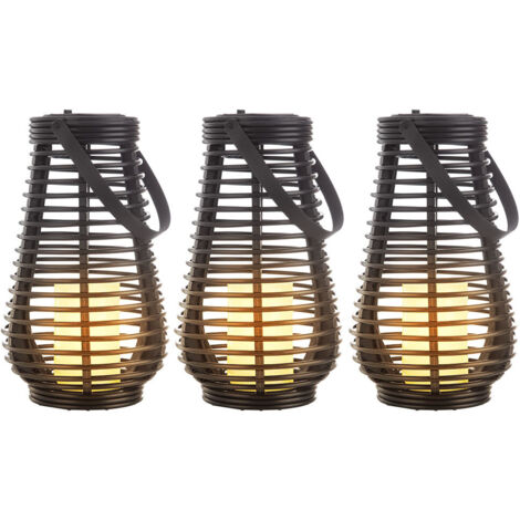 Lanterna Solare Esterna A Fiamma Danzante - Corda Di Canapa, Impermeabile, 26x12 Cm, Con Sensore Crepuscolare E Ricarica USB