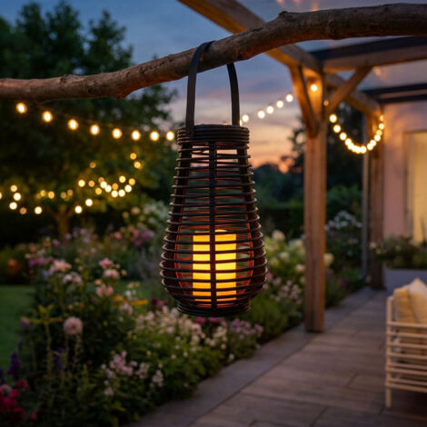 Lanterne Solari Da Esterno Con Fiamma Danzante LED – Impermeabili, Con Corda Di Canapa, Per Giardino