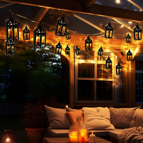Luci solari a catena, luci solari a catena, 10 sfere solari a LED in rattan, luci da esterno a catena. | Leroy Merlin