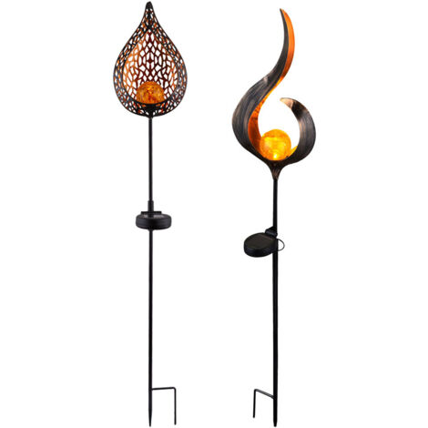 Lampada Da Giardino A Energia Solare Per Decorazione Da Giardino Lampada Da Esterno A Led Lampada Da Giardino Con Picchetto Design A Fiamma Led H 90 Cm Set Da 2 82855020