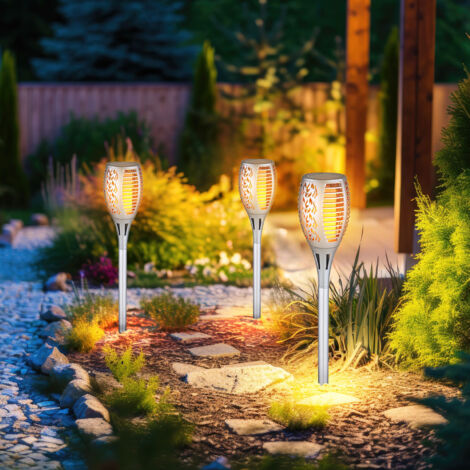 Luci Solari Da Giardino A Fiamma - 4 Pezzi Con Effetto Danzante | Impermeabili IP65 Per Esterno