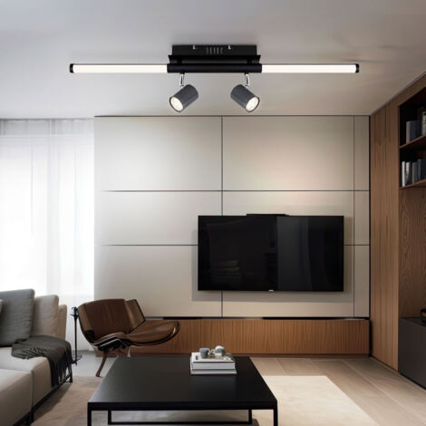 Plafoniera con faretti orientabili spot light lampada da soffitto nera luce soggiorno, grafite opale, 2x GU10, 1x LED 10W 690Lm bianco caldo, L 80,4 cm (1/5)