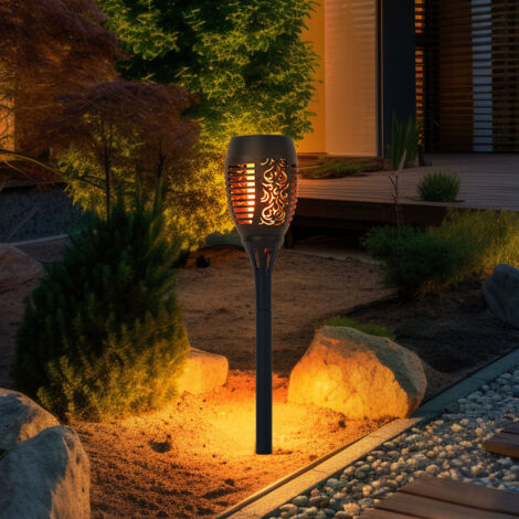 4 Torce Solari LED A Fiamma Per Giardino – Illuminazione Da Esterno IP65 – DHL - Foto 4