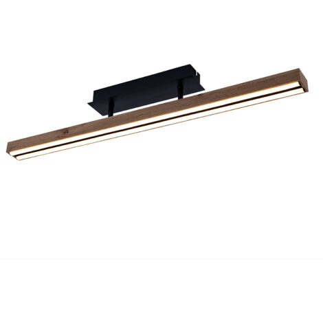 Lampada Da Soffitto Zuoz 3 Luci GU10 - Stile Vintage In Legno Chiaro E Metallo Nero - Orientabile