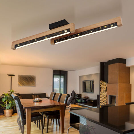 Lampada da soffitto Zuoz, lampada da soffitto in metallo in bianco e legno, lampada da interno in stile vintage/retrò, le teste della lampada sono girevoli e inclinabili, 2 x GU10,senza lampadina/e