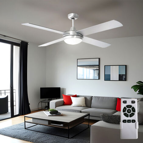 Ventilatore da soffitto con telecomando Ventilatore estate inverno Telecomando luce ventilatore, timer a 5 livelli, commutabile separatamente, 2x E27, D 132 cm