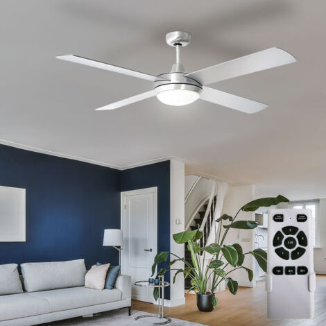 Ventilatore da soffitto con telecomando Ventilatore estate inverno Telecomando luce ventilatore, timer a 5 livelli, commutabile separatamente, 2x E27, D 132 cm