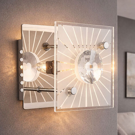 Lampadario Da Parete In Cristallo Di Vetro, Design Moderno Cromato, Per Soggiorno E Corridoio - Lampada A Proiettore