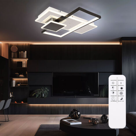 Lindby Plafoniera LED Kambia - Moderna In Alluminio Nero 55cm - 48W Luce Bianca Calda Inclusa Per Soggiorno