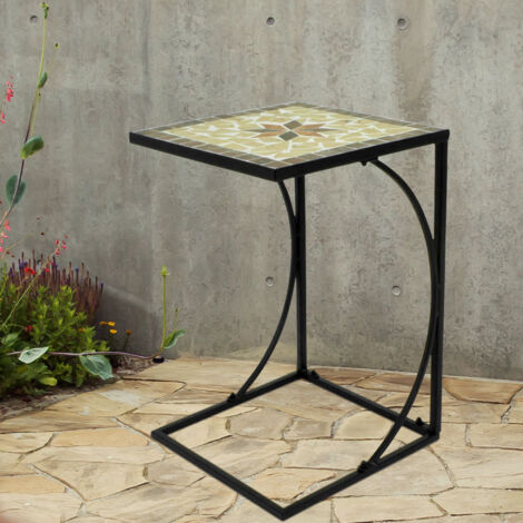 Teamson Home Mobili Da Giardino, Grande Rotondo Tamburo Patio Tavolino Supporto Per Piante In Vimini Di Bamb Con Piano In Metallo Resistente Alle Intemperie Marrone 49143653