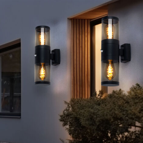 Lampada Da Parete Esterna Loria Con Sensore Di Movimento - Stile Antico In Alluminio Nero - 4