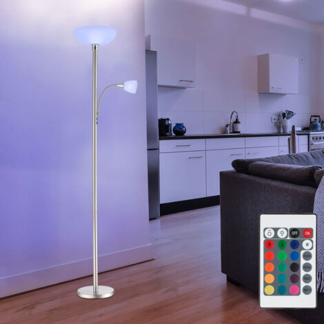 Lampada Da Terra LEAZZLE RGB - Lampada Dimmerabile Con Controllo A Pedale, Paralume In Lino