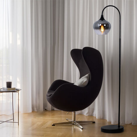 Lampada Da Terra Remaisnil in Metallo/Vetro in Colore Nero/Fumo