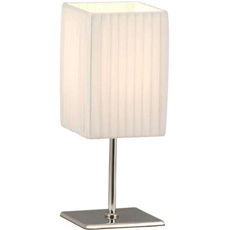 Lampada Da Tavolo In Tessuto Di Lino E Metallo – E27 – Con Interruttore A Pulsante – Per Camera Da Letto E Ufficio (Lampadina Esclusa)