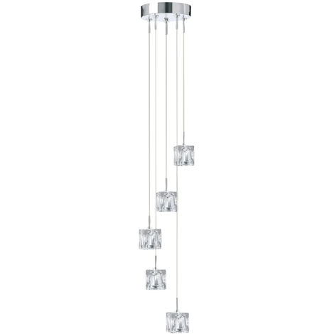 Ice Cube Led 5W, multi goccia 5 fuochi, paralumi in vetro trasparente, cromo 3000K trasparente (1/5)