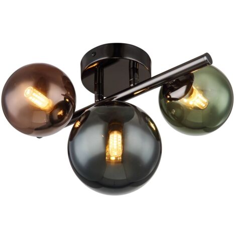 Plafoniera Lampada da soffitto Lampada da soggiorno Globo di vetro 3 fiamme LED L 28,5 cm