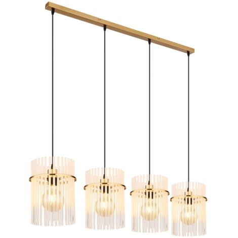 Lampada a sospensione lampada a sospensione barre di vetro lampada da sala da pranzo plafoniera lampada da soggiorno oro, opale trasparente, metallo, attacco 4x E27, H 140 cm (1/5)