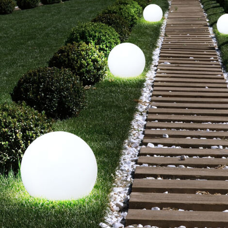 3x LED solari esterni plug-in lampade da giardino picchetto palla luci da prato bianco