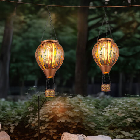 Festive Lights - Lanterna Mongolfiera LED SMD SMD 45 Cm - Effetto Vetro Ambrato - Luce Da Giardino Fiammeggiante Con Manico