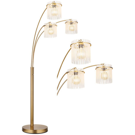 Lampada Da Terra A LED Con Piume Di Struzzo, 170cm, Luci Calde E Fredde Dimmerabili, Paralume In Piuma Naturale, Finitura Oro, Per Soggiorno E Camera Da Letto