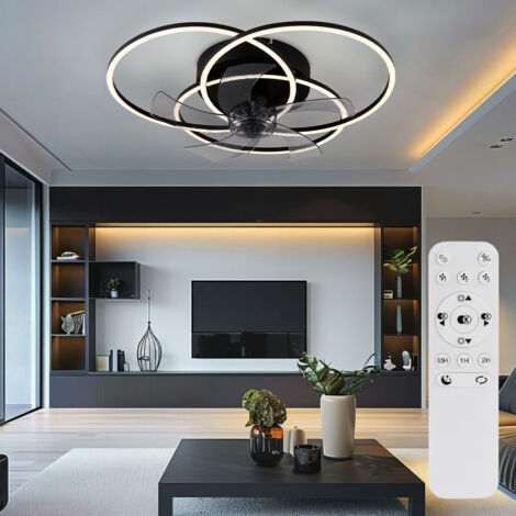 Ventilatore Da Soffitto LED 36W Nero DC Ultra Silenzioso Estate/Inverno Con Telecomando e Pale