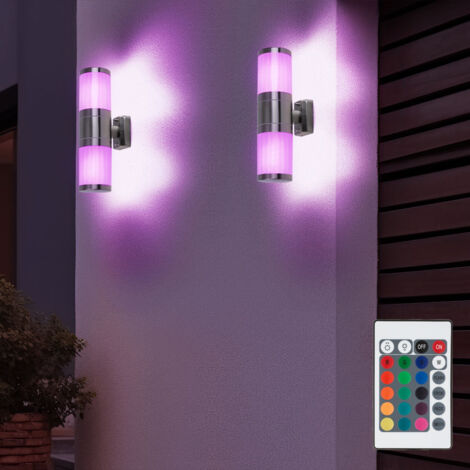 Acciaio Inox LED Lampade da Parete Applique da Esterno 8W 750LM Up Down Applique da Parete Esterni, con 2x Lampadine GU10 Variabile 3000K 4000K 6000K, IP65 Impermeabile per Portico Giardino, Argento