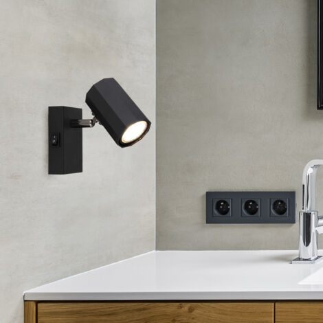 Lampada Da Parete A Faro In Metallo Nero | GU10, Rotazione 350°, Per Lettura E Decorazione, Stile Nordico