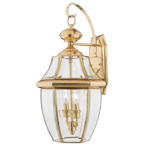 Lampada da esterno lanterna lampada da parete ottone vetro H 53,1 cm classico 2 fiamme portico
