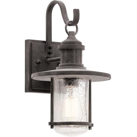 Lampada da parete per esterni lanterna alluminio vetro H 36,2 cm zinco 1 fiamma IP44 giardino
