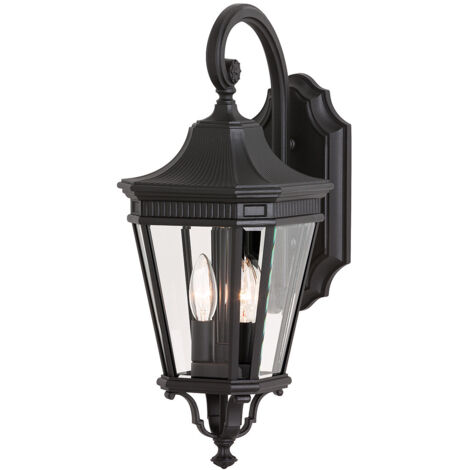 Lampada da esterno lampada da parete lanterna alluminio antico vetro nero H 52,1 cm lampada da giardino (1/5)