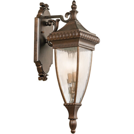 Lampada da esterno lanterna lampada da parete in metallo goccia di pioggia H 64.1 cm 2 fiamme bronzo antico (1/2)
