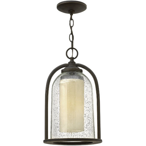 Lampada da esterno lampada a sospensione lampada a sospensione forma campana ALU vetro bronzo D 23,5 cm (1/4)