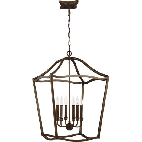 Elstead Yarmouth - Lampadario a 6 luci, ottone anticato verniciato (1/5)