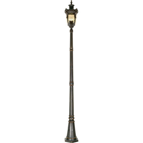 Lampada da esterno, lampione, piantana, segnapasso, bronzo, H 237 cm, 3 fiamme (1/4)